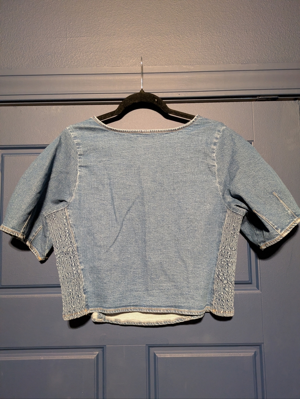 Denim Cotton Crop Top Blouse Old Navy Size Large Women's - Picture 5 of 6